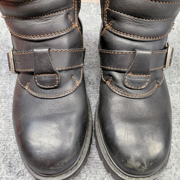 VTG 90s GBX Leather Boots Buckles SZ 8 Combat Moto Biker Punk Goth Emo Grunge - Picture 8 of 16